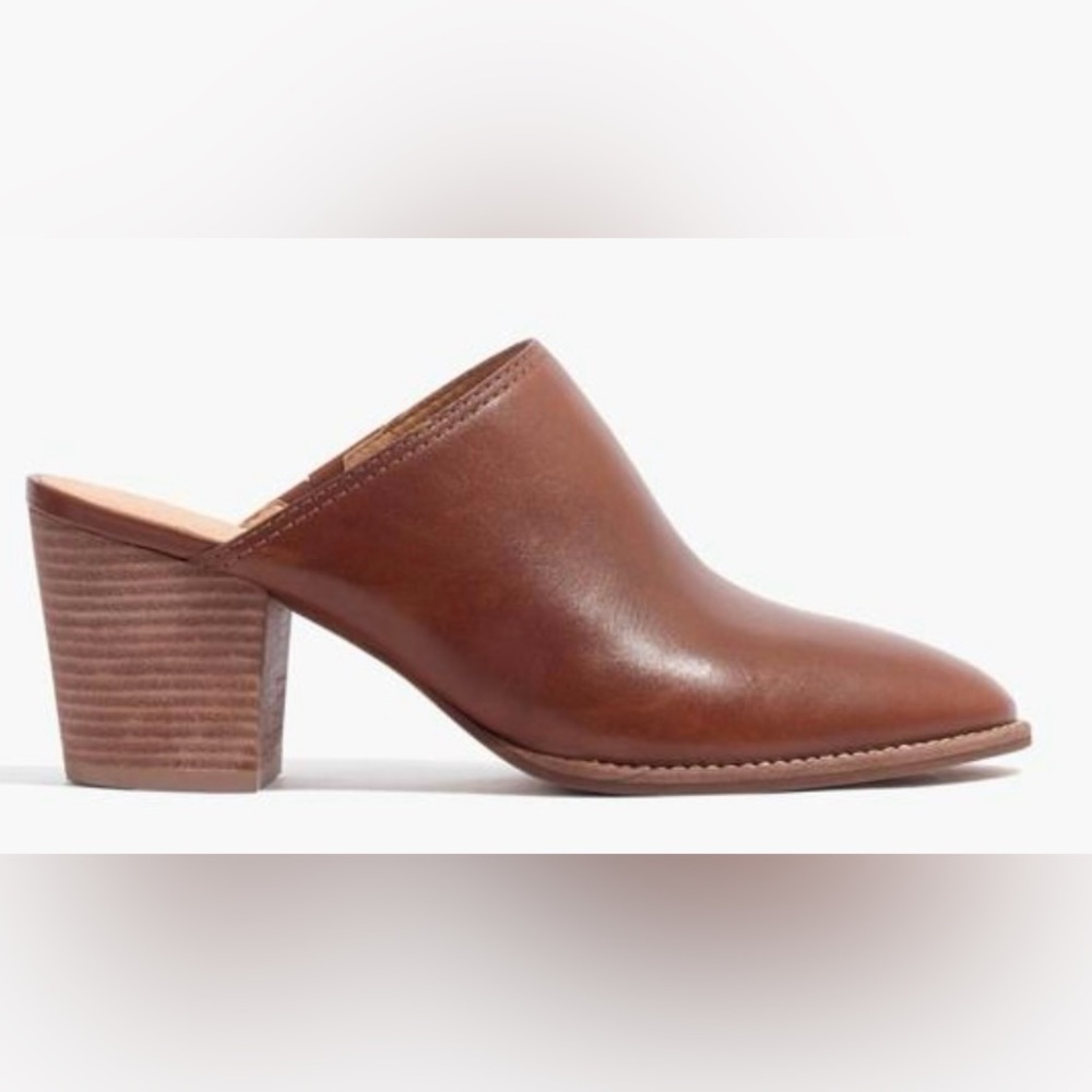 Madewell Harper cognac heeled mules size 8